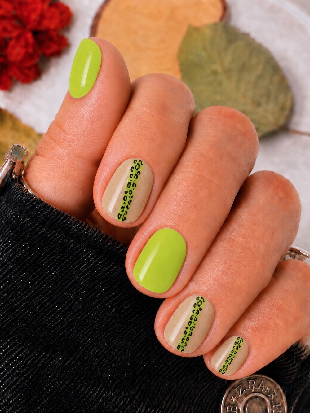 Sweet Manis “Green With Envy” Neon Lime Leopard Gel Nail Wraps